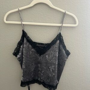 Charcoal & Black Velvet lace tank